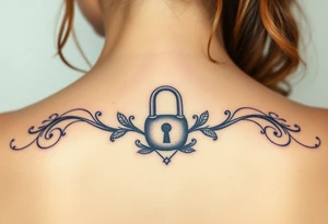 two wedding rings locked together with lock tattoo idea