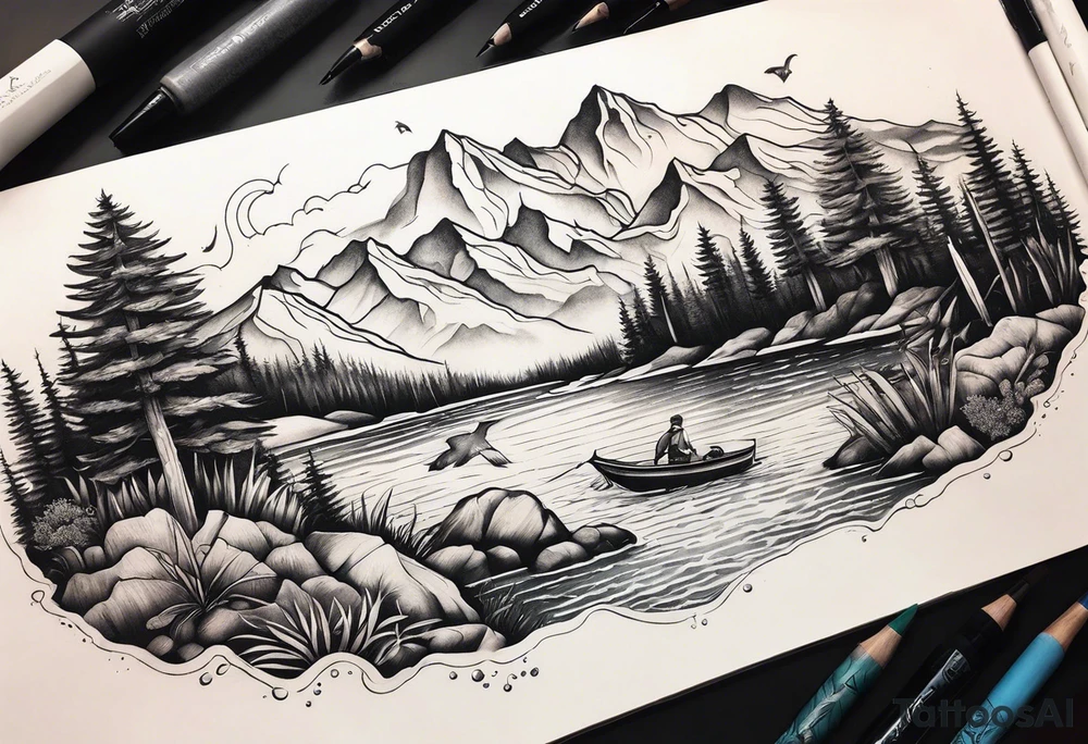 Nature  sleeve animals water tattoo idea