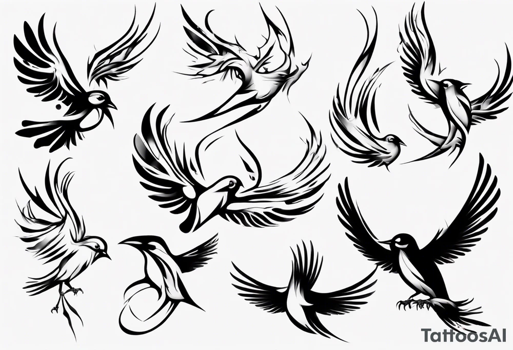 Bird breaking free tattoo idea