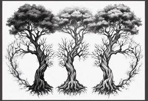 Two trees growing together forearm tattoo idea