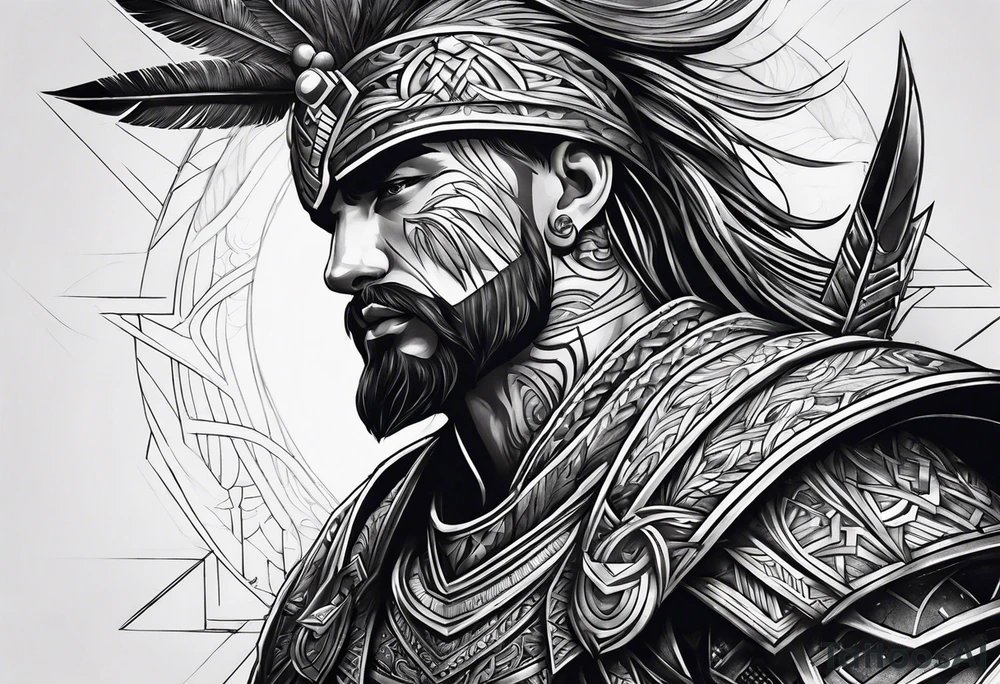 Powerful majestic warrior tattoo idea