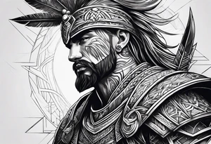 Powerful majestic warrior tattoo idea