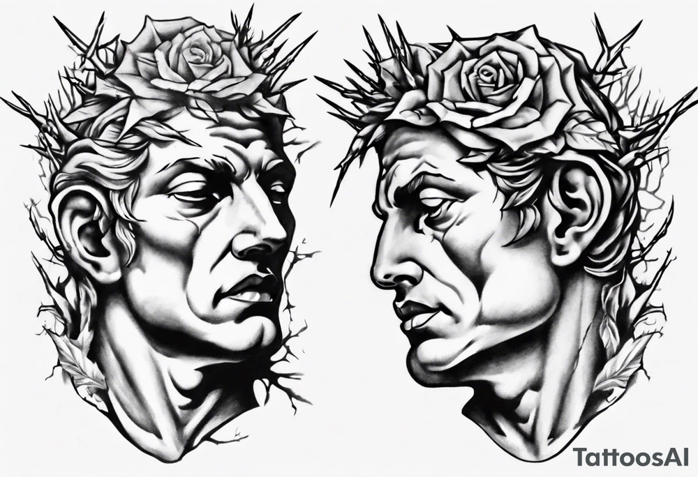 Bust of David with thorns tattoo idea