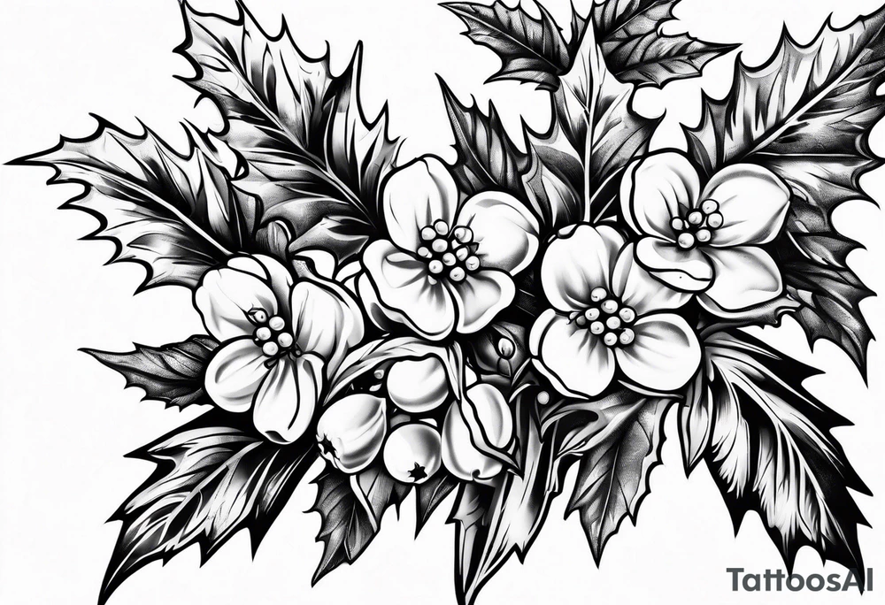 holly berry stalk tattoo idea