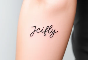 A small tattoo to go on my inner forearm with the cursive letters JCIFLY in an infinity symbol shape tattoo idea