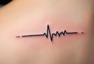 A delicate black and gray EKG line with small blue dots marking each pulse, symbolizing clarity and calm. tattoo idea