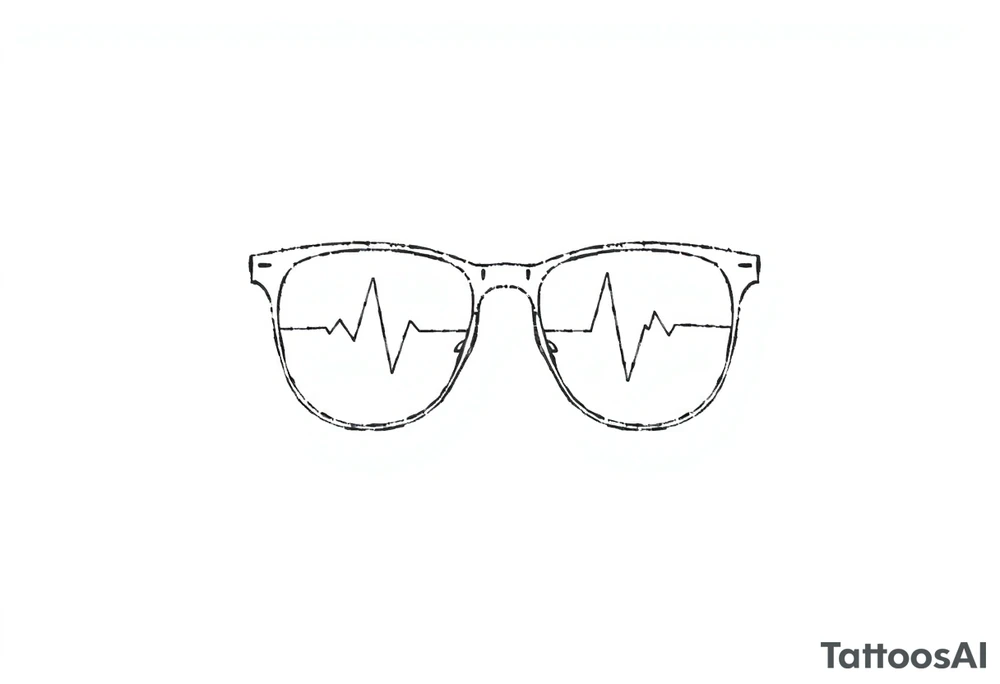 Glasses with heart lines running through them
A heartbeat-shaped line runs through the lenses of the glasses, symbolizing the importance of taking care of yourself and your eyes. tattoo idea