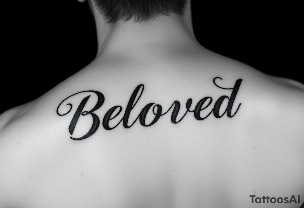 make me an image the word “Beloved” in various cursive fonts tattoo idea