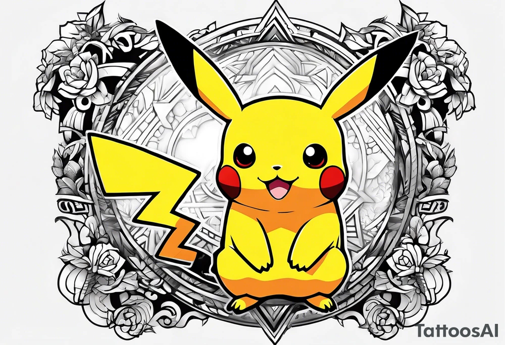 Pikachu pokemon statue tattoo idea