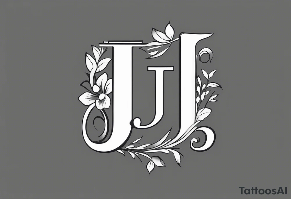 Monogram design that is simple and text only with the letters J E and M all caps tattoo idea