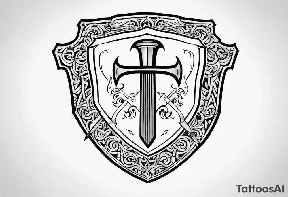 Valhalla shield sword 
axe steps tattoo idea