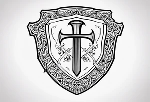 Valhalla shield sword 
axe steps tattoo idea