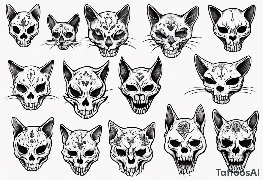 cat skull tattoo idea