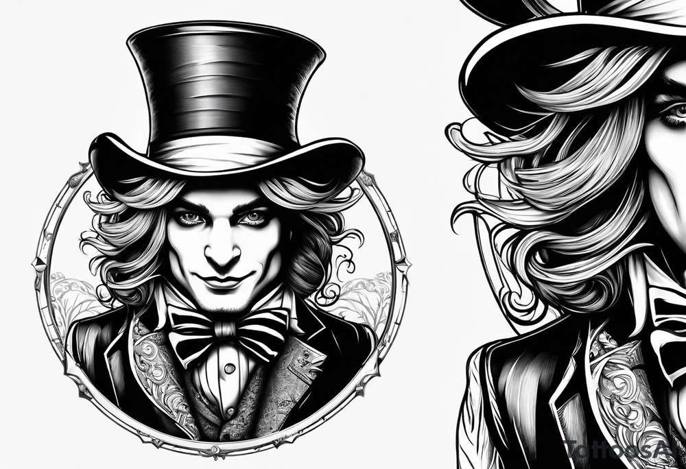 Mad hatter hat on pocket watch tattoo idea