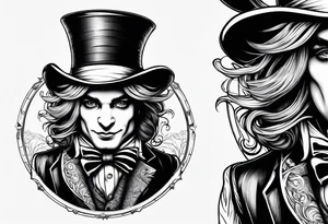 Mad hatter hat on pocket watch tattoo idea