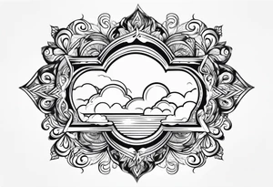 clouds swirl frame vignette tattoo idea