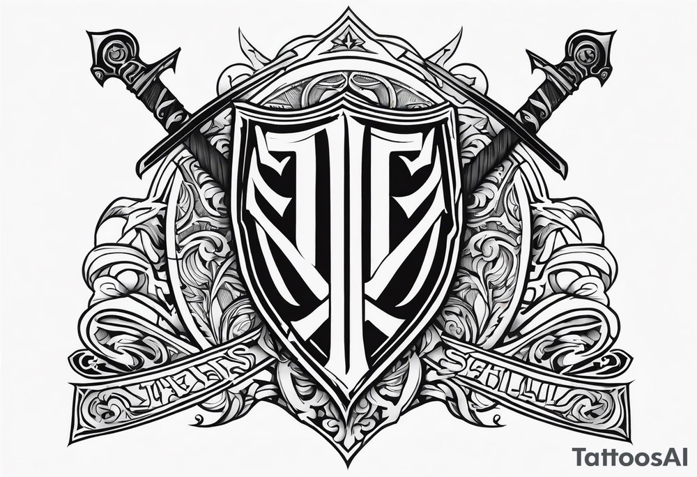 Valhalla steps shield sword tattoo idea