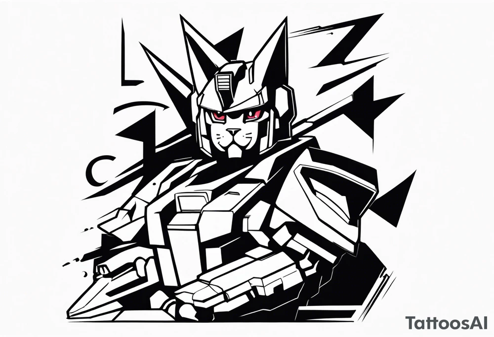 gundam cat wrist tattoo black and white minimalistic tattoo idea