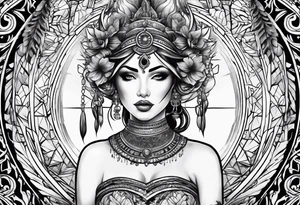 dark themed goddess tattoo idea