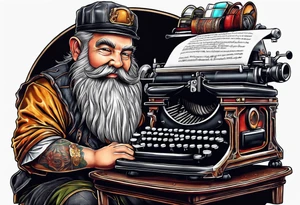 dwarf coming out of a typewriter tattoo idea
