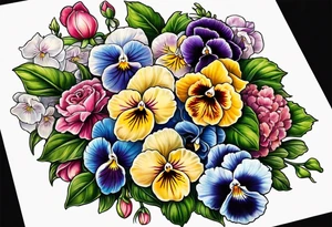 pansies, carnations, orchids, roses, water lillies 
 foxglove tattoo idea