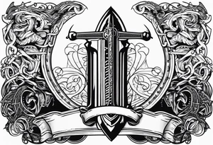 Valhalla stairs  sword shield chains tattoo idea