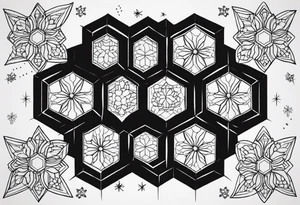 Even honeycomb pattern containing snowflakes tattoo idea