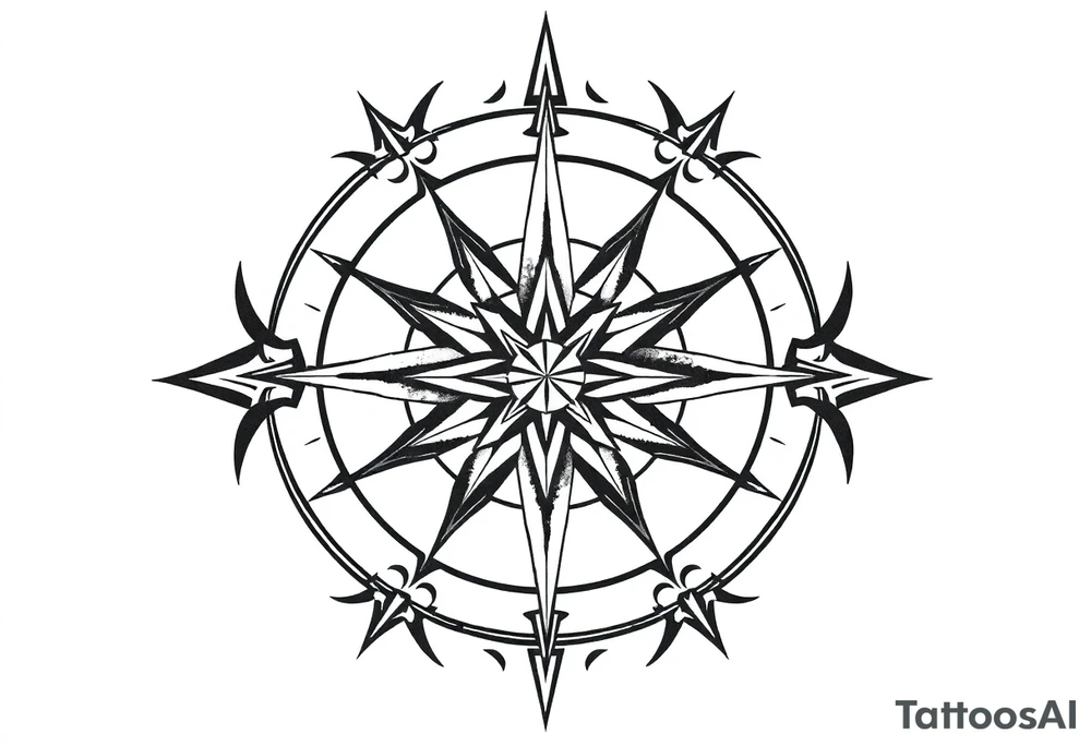 Double layered compass rose tattoo idea