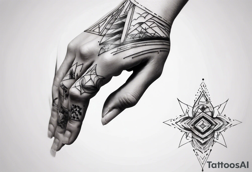 abstract tattoo on the hand tattoo idea