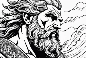 The god Zeus is a thunderer with lightning in the clouds tattoo idea