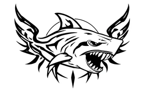 Masculine strong shark flowing tattoo idea
