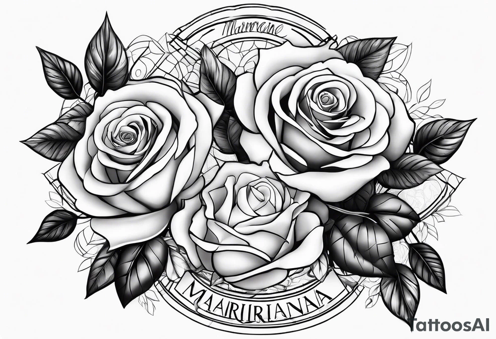 name marjrianna with roses and forever tattoo idea