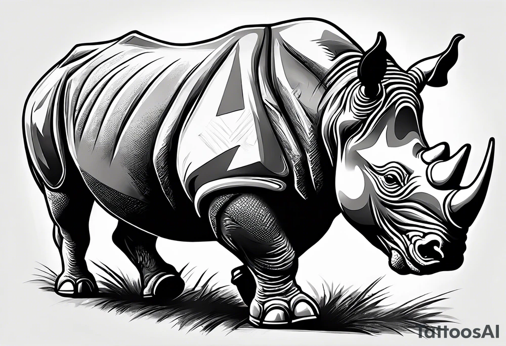 Rhino carrying a football like a running back tattoo idea