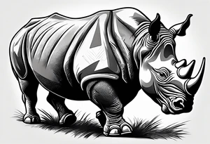 Rhino carrying a football like a running back tattoo idea
