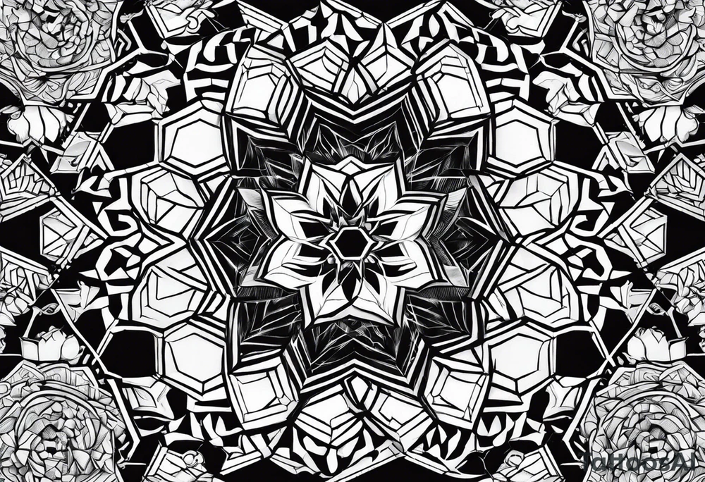 hexagon pattern black tattoo idea