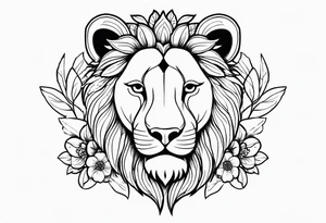 Lion with flowers tattoo idea