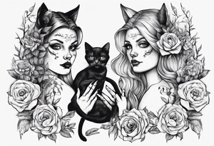 Three Sisters holdning a cat tattoo idea