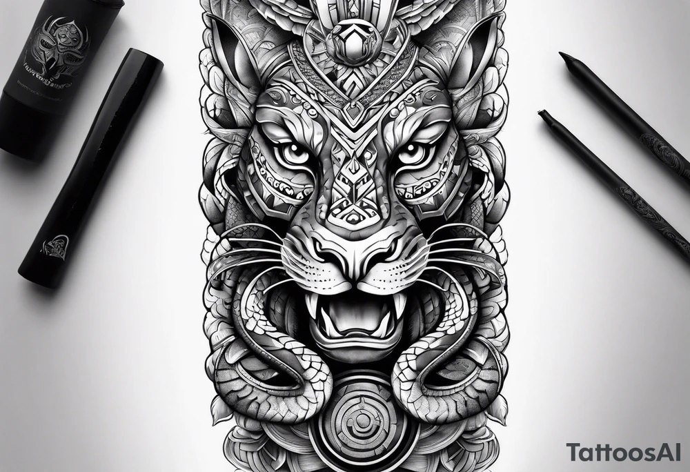 aztec snake sleeve tattoo idea