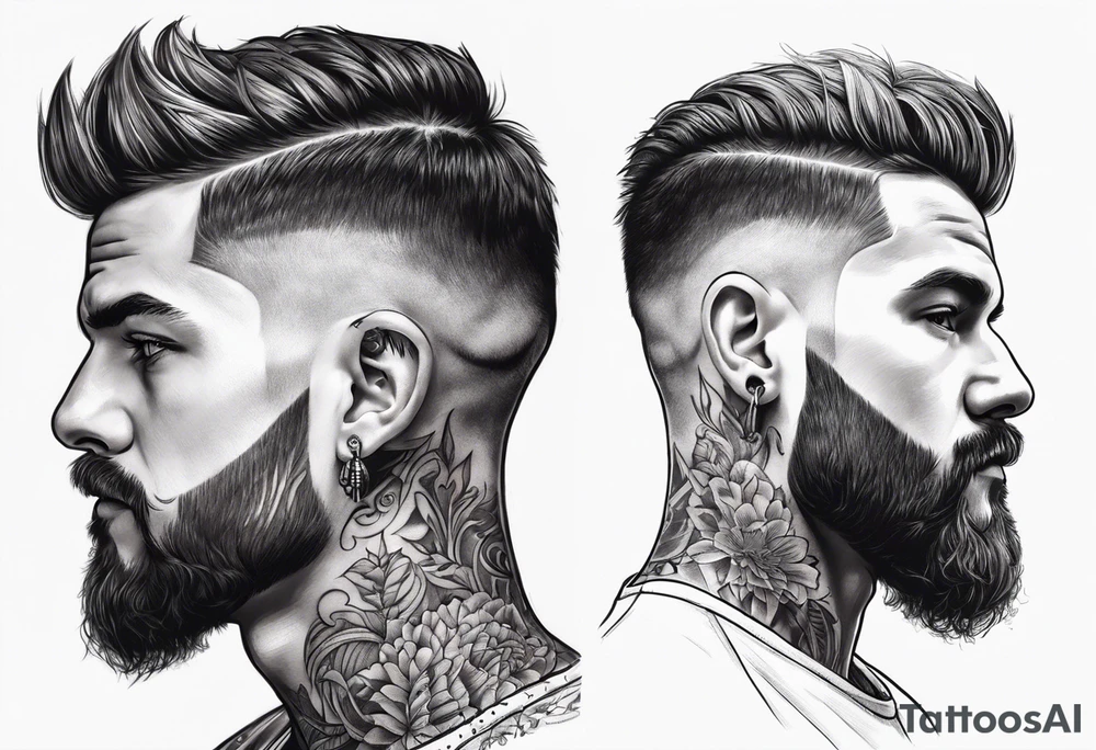 Tattoo artist very short hair man tattoo idea