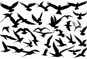 20 Silhouettes of an Arctic Tern flying. White space between each Silhouette tattoo idea