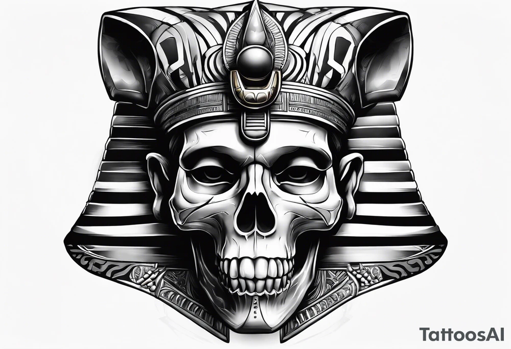 pharaoh skull realistic tattoo idea