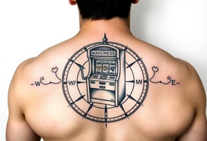Slot machine inside a compass tattoo idea