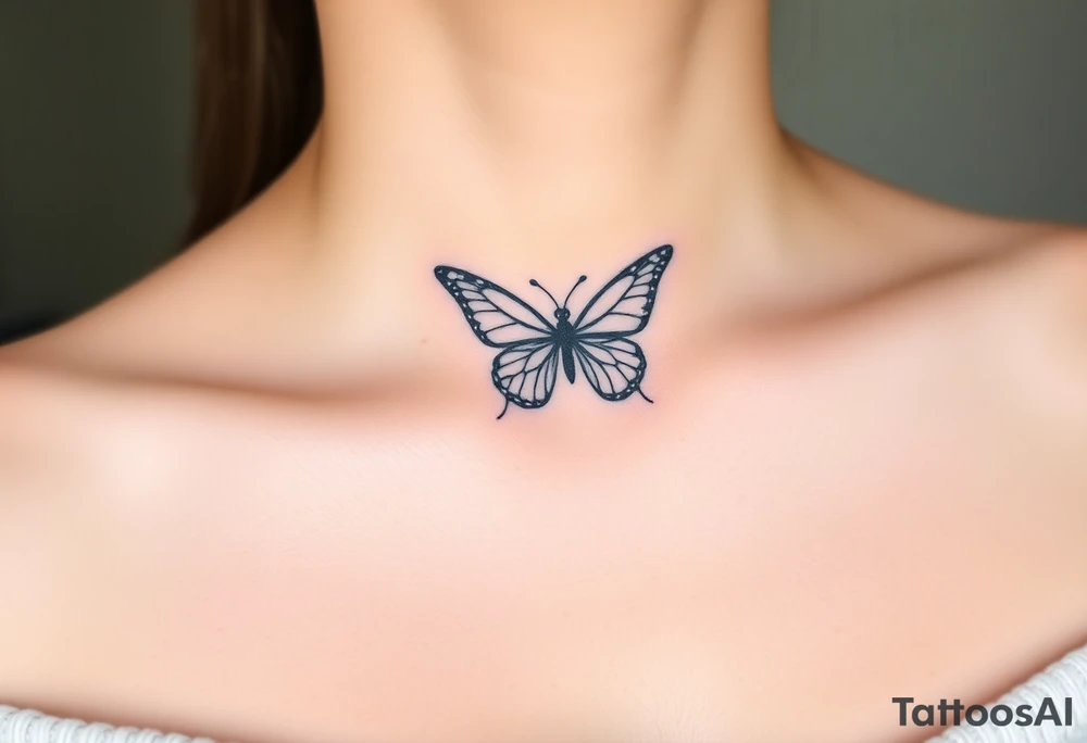Flying butterfly with snowflakes tattoo idea