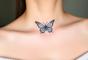 Flying butterfly with snowflakes tattoo idea