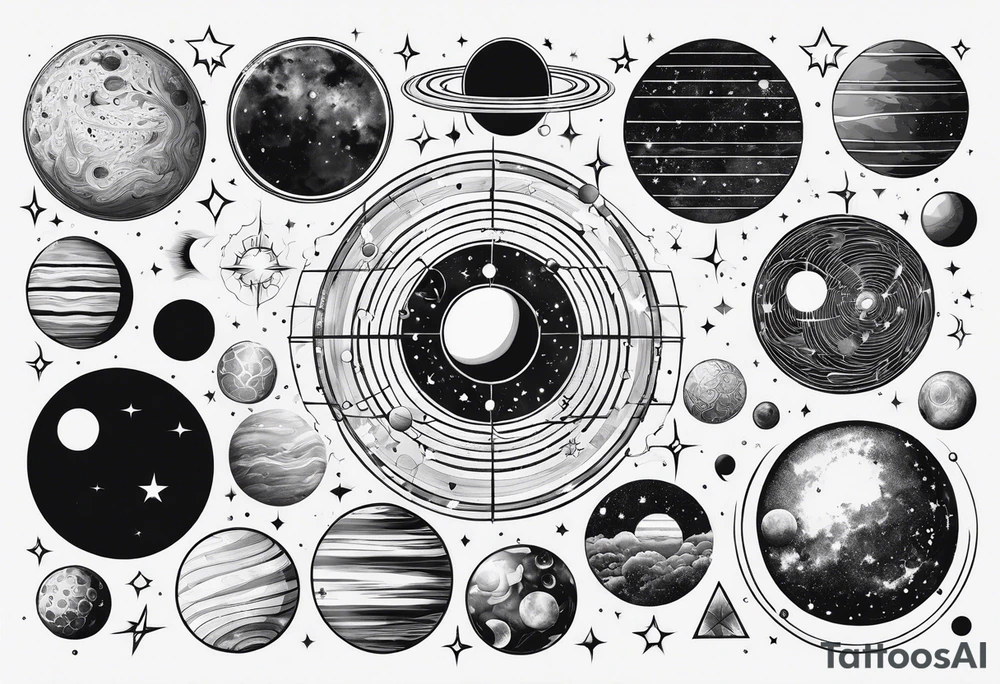 solar system vertical tattoo idea