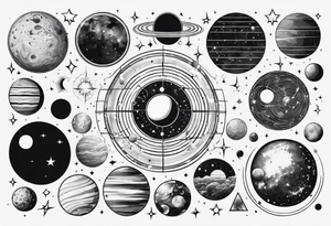 solar system vertical tattoo idea