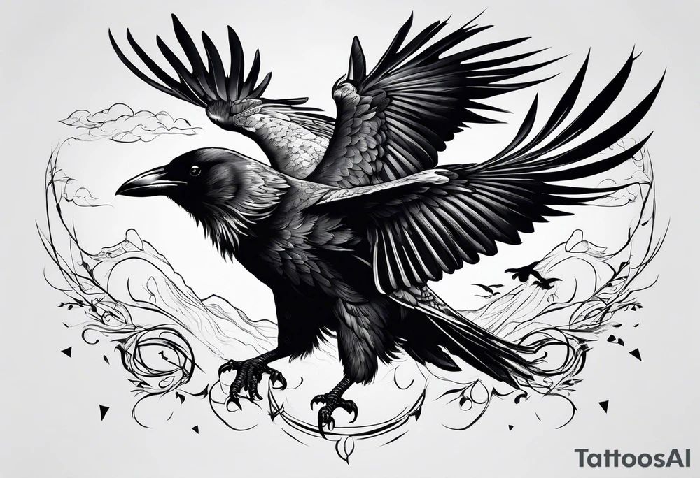 3 crows flying tattoo idea