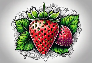 Individual Strawberry tattoo idea