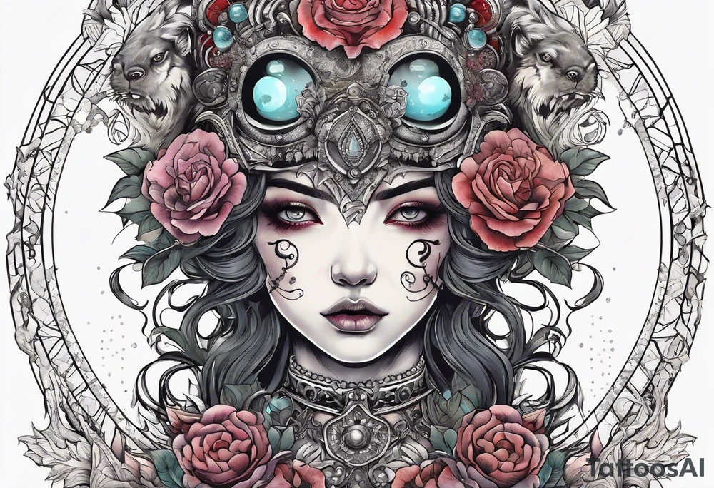 Beautiful Eldridge horror creature, astrology thigh tattoo tattoo idea