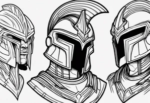 spartan soldier sleeve linework ultra-thin fine line linework tattoo idea